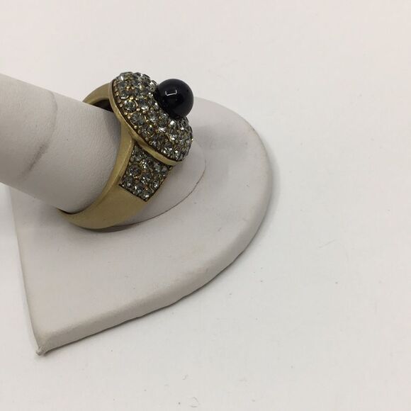 Heidi Daus size 11 3/4 Bold & Beautiful Statement Ring Brushed Gold Tone Black - Picture 5 of 16